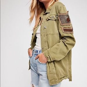 Free People Embellished Military Jacket XS